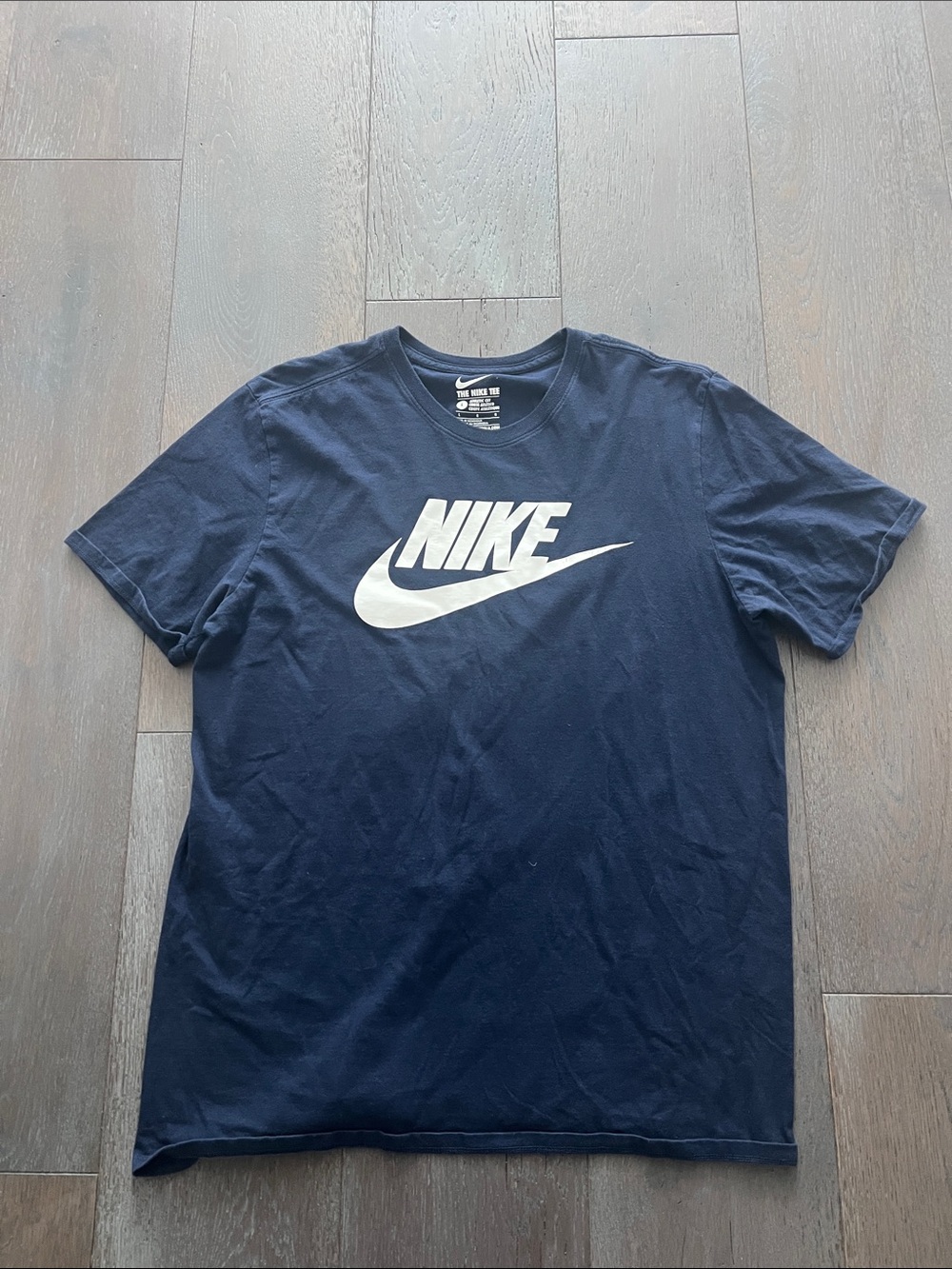 Nike Navy Blue Short Sleeve T-Shirt with White Swoosh